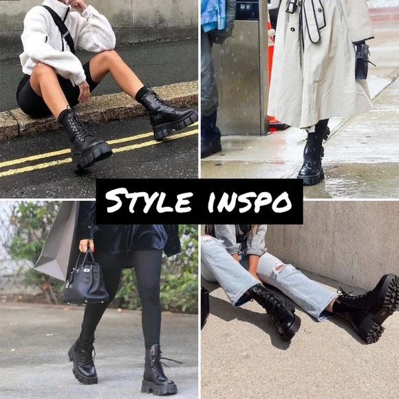 Black Combat Lace up boots - Picture 11 of 12